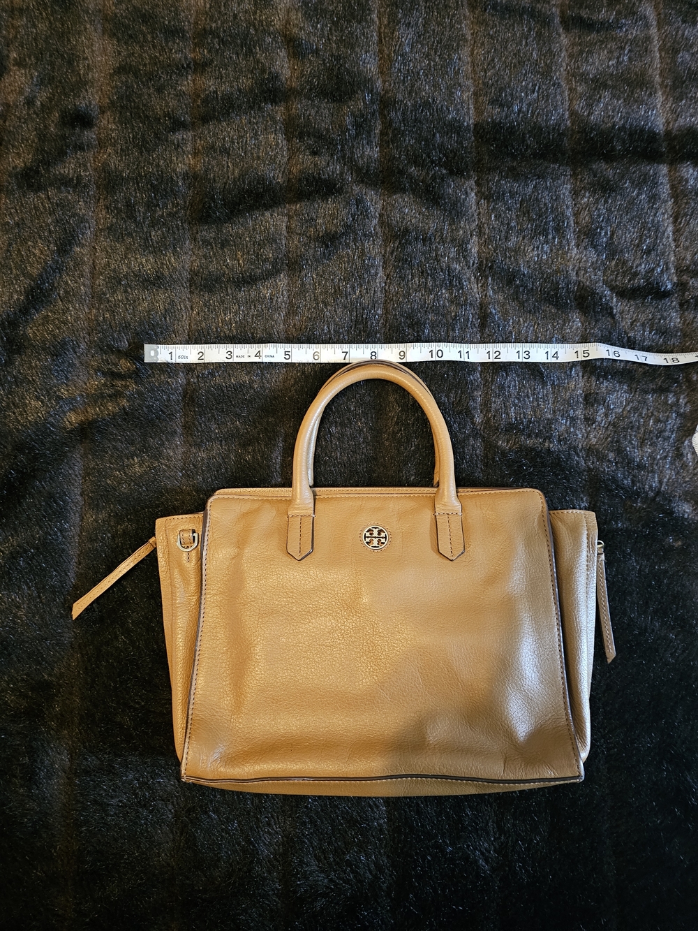 Tory Burch Camel Leather Satchel with Top Handles